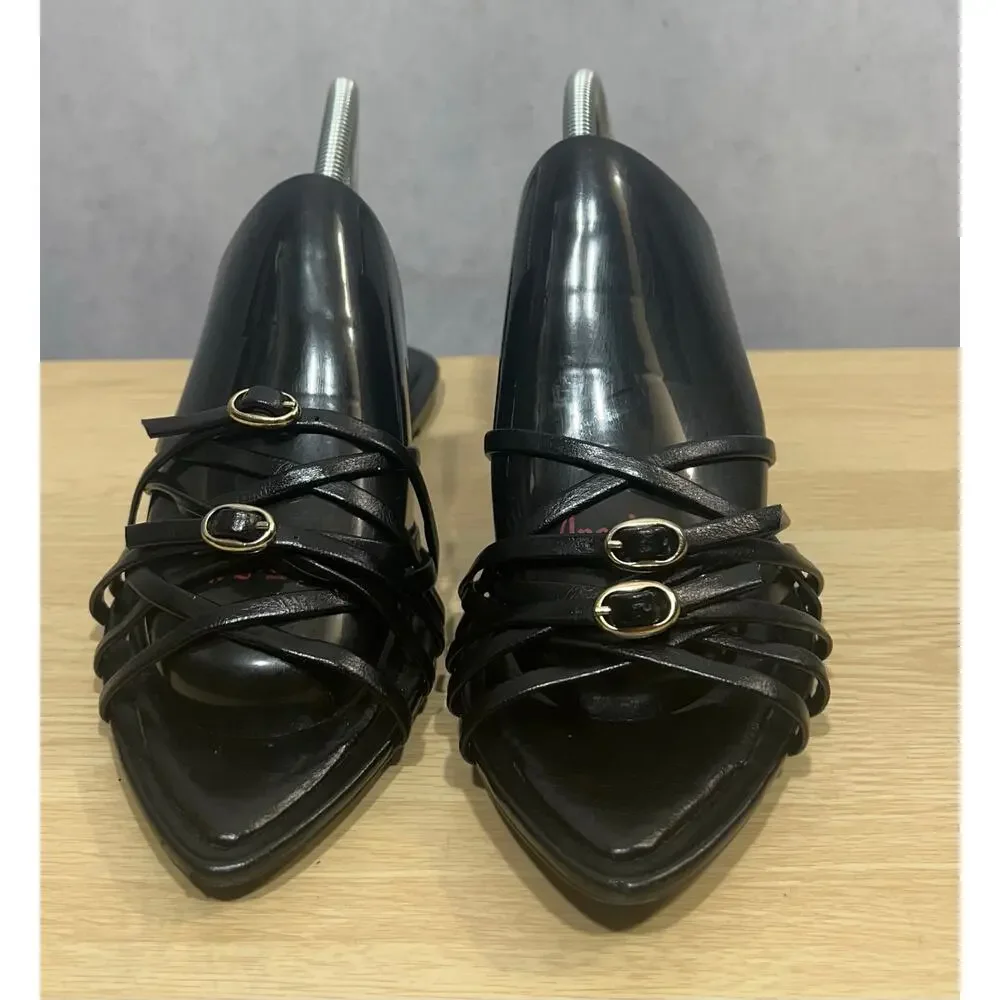 Zara Flat Strappy Sandals Black Size 39 - Picture 4 of 8